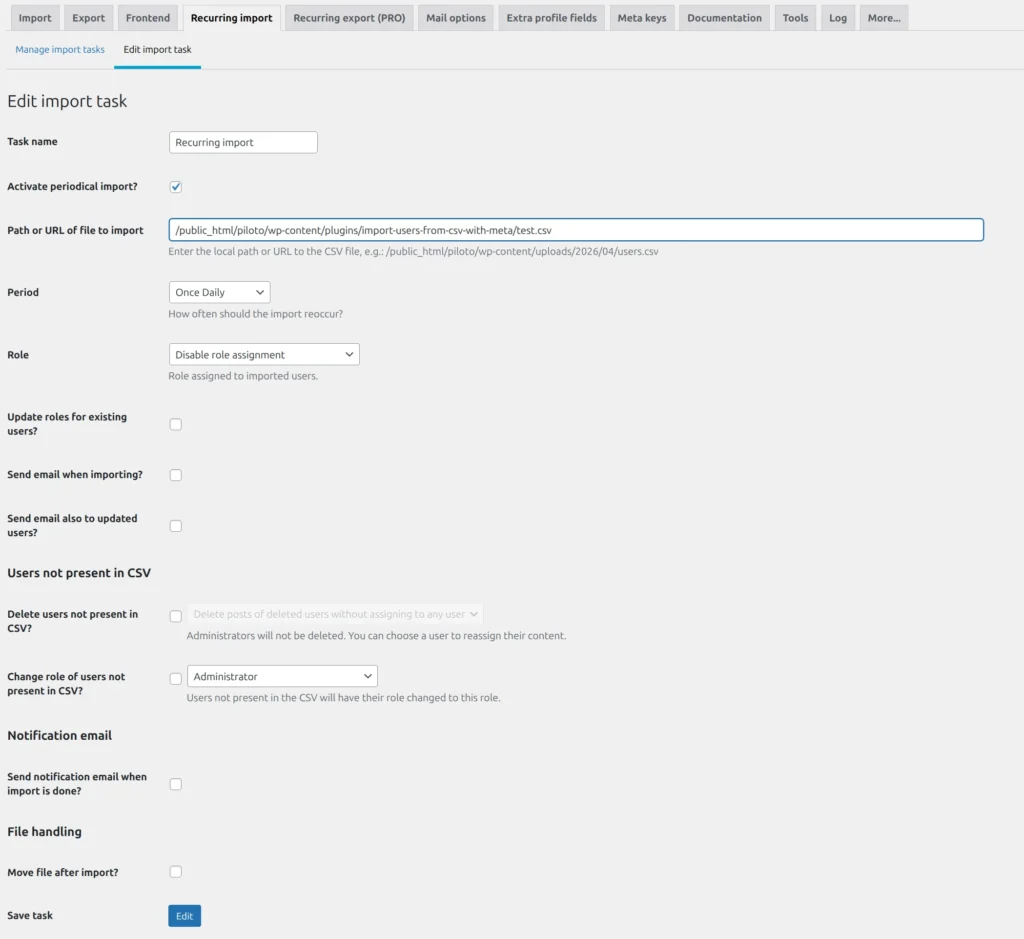 Manage task